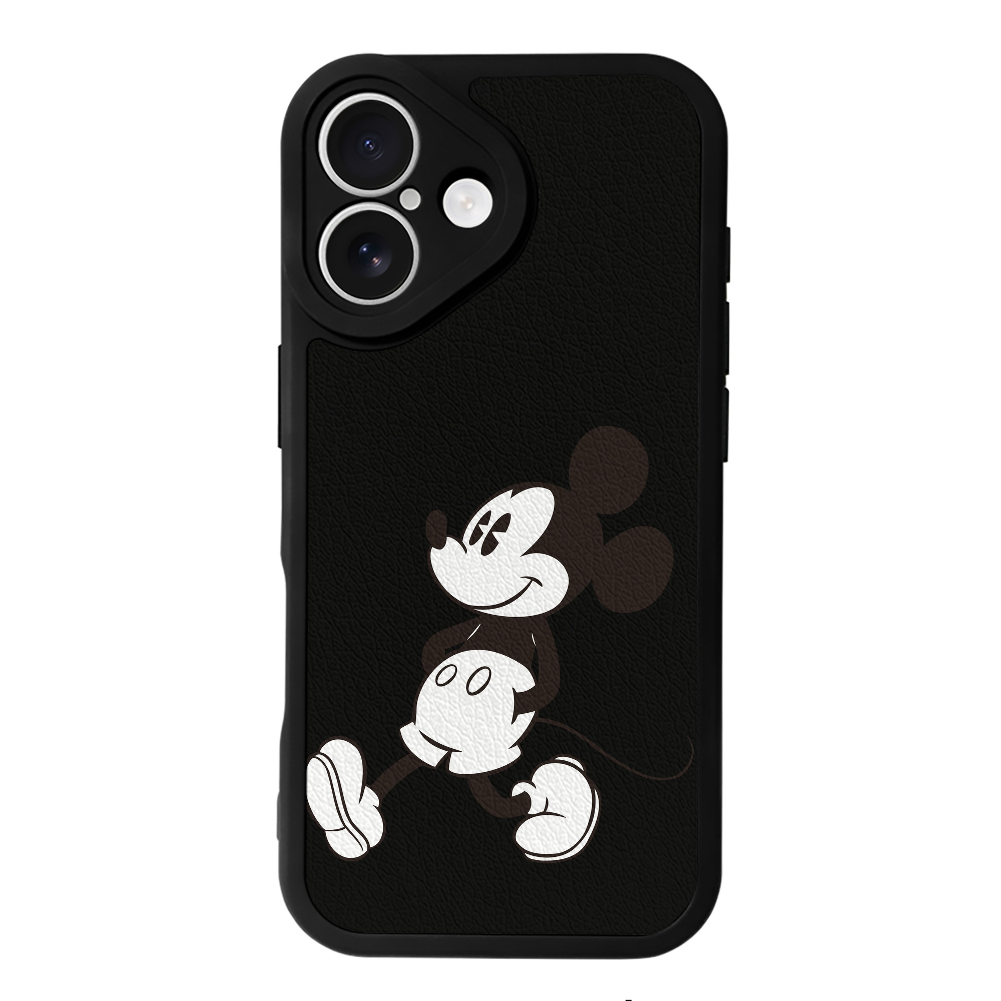 （画像用） ミッキーマウス Mickey Mouse 【iPhone 16シリーズ対応】シリコンスマホケース（レザー調） 材質：シリコン